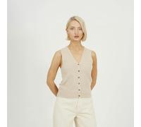 Brave Soul Mossy Yarn V-Neck Knitted Waistcoat - Beige - Beige - M