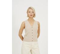 Brave Soul Mossy Yarn V-Neck Knitted Waistcoat In Beige Beige S