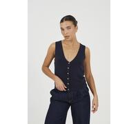 Brave Soul Mossy Yarn V-Neck Knitted Waistcoat In Navy Navy L