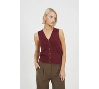 Brave Soul Mossy Yarn V-Neck Knitted Waistcoat In Wine Wine XS