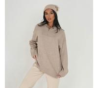 Brave Soul Oversized 1/2 Zip Knitted Jumper - Stone - Stone - S