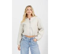 Brave Soul Oversized Cropped Bomber Style Jacket In Beige Beige 16