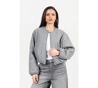 Brave Soul Oversized Cropped Bomber Style Jacket In Grey Grey 14