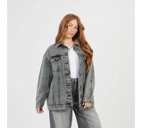 Brave Soul Women's Oversized Denim Jacket in Grey | Size: 14 Brave Soul Grey 14