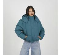 Brave Soul Oversized Hooded Short Puffer Jacket - Teal - Teal - 16