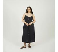 Brave Soul Plus Button Down Trappy Midi Dress - Black - Black - 18