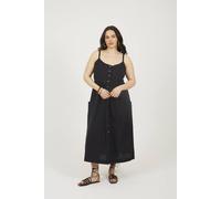 Brave Soul Plus Button Down Trappy Midi Dress In Black Black 24