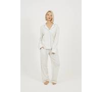 Brave Soul Printed Long Sleeve Button Down Pyjama Set In White White XL