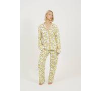 Brave Soul Printed Long Sleeve Button Down Pyjama Set - Yellow - M - Yellow