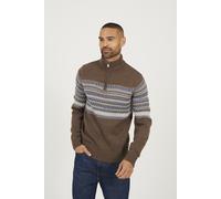 Brave Soul Quarter Zip Mens Fairisle Jumper -