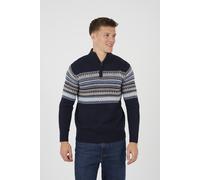 Brave Soul Quarter Zip Mens Fairisle Jumper -