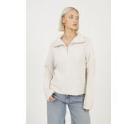 Brave Soul Women's Quarter Zip Cable Knit Jumper in Beige | Size: Medium Brave Soul Beige M