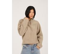 Brave Soul Women's Quarter Zip Sherpa Fleece in Taupe | Size: XL Brave Soul Taupe XL