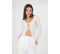 Brave Soul Women's Ribbed Knitted V-Neck Cardigan in Stone | Size: Small Brave Soul Stone S