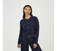 Brave Soul Round Neck Jersey Knit Cardigan - Navy - Navy - XS