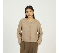Brave Soul Round Neck Jersey Knit Cardigan - Taupe - Taupe - L