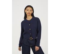 Brave Soul Round Neck Jersey Knit Cardigan - Navy - Navy - S