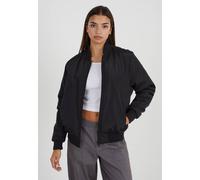 Brave Soul Ruched Sleeve Oversized Bomber Jacket In Black Black 8