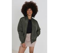 Brave Soul Ruched Sleeve Oversized Bomber Jacket In Khaki Khaki 10
