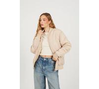 Brave Soul Ruched Sleeve Oversized Bomber Jacket In Stone Stone 12