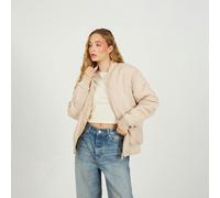 Brave Soul Ruched Sleeve Oversized Bomber Jacket - Stone - Stone - 10