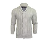BRAVE SOUL 'Schematic' Button Through Cardigan - All Over Knit Detail (Mid Ecru Marl) L