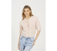 Brave Soul Short Sleeve Fluffy Yarn Cardigan In Pink Pink M