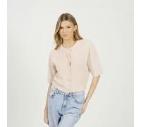 Brave Soul Short Sleeve Fluffy Yarn Cardigan - Pink - Pink - XL