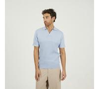 Brave Soul Short Sleeve Knitted Polo Shirt - Light Blue - Light Blue - L