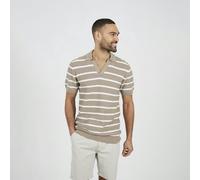 Brave Soul Short Sleeve Knitted Polo Shirt - Stone - Stone - L