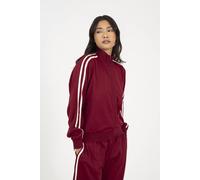 Brave Soul Side Stripe Zip Through Sweatshirt In Burgundy Burgundy L