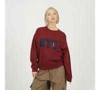 Brave Soul Slogan Crew Neck Sweatshirt In Burgundy Burgundy S