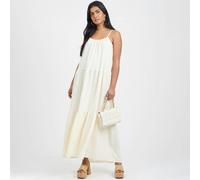 Brave Soul Women's Smock Tiered Midi Dress in Cream | Size: Large Brave Soul Cream L