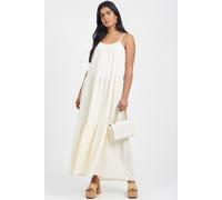 Brave Soul Smock Tiered Midi Dress In Cream Cream S