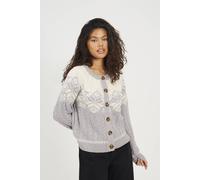 Brave Soul Women's Snowflake Fairisle Christmas Cardigan in Grey | Size: Large Brave Soul Grey L