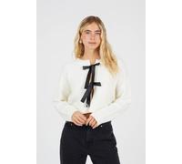 Brave Soul Soft Knit Cardigan With Bow Tie In Cream Cream XL