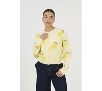 Brave Soul Women's Soft Touch Lemon Jacquard Knit Cardigan in Yellow | Size: Large Brave Soul Yellow L