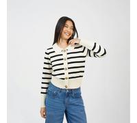 Brave Soul Stripe Collared Cardigan - Cream - Cream - XL