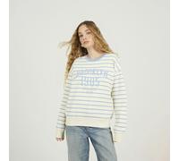 Brave Soul Stripe Embroidered Crew Neck Sweatshirt - Cream - Cream - XL