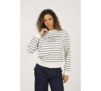 Brave Soul Stripe Embroidered Crew Neck Sweatshirt - Navy - Navy - L