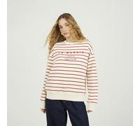 Brave Soul Stripe Embroidered Crew Neck Sweatshirt - Red - Red - S