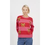 Brave Soul Stripe Sequin Detail Christmas Jumper In Red Red L