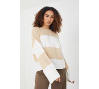 Brave Soul Striped Lightweight Knitted Jumper In Beige Beige XXL