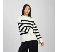 Brave Soul Striped Loose Fit Jumper with Wide Sleeves - Ivory - Ivory - L