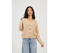 Brave Soul Textured Knit Cardigan In Beige Beige XL