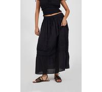 Brave Soul Tiered Maxi Skirt With Embroidery In Black Black L