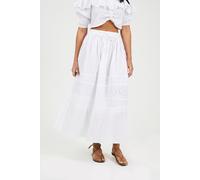 Brave Soul Tiered Maxi Skirt With Embroidery In White White L