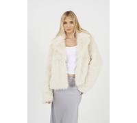 Brave Soul Tinsel Faux Fur Jacket In Cream Cream 14