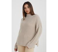 Brave Soul Turtle Neck Oversized Jumper In Stone Stone XS
