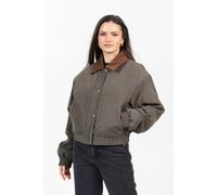 Brave Soul Twill Bomber Style Jacket With Cord Collar In Khaki Khaki 8